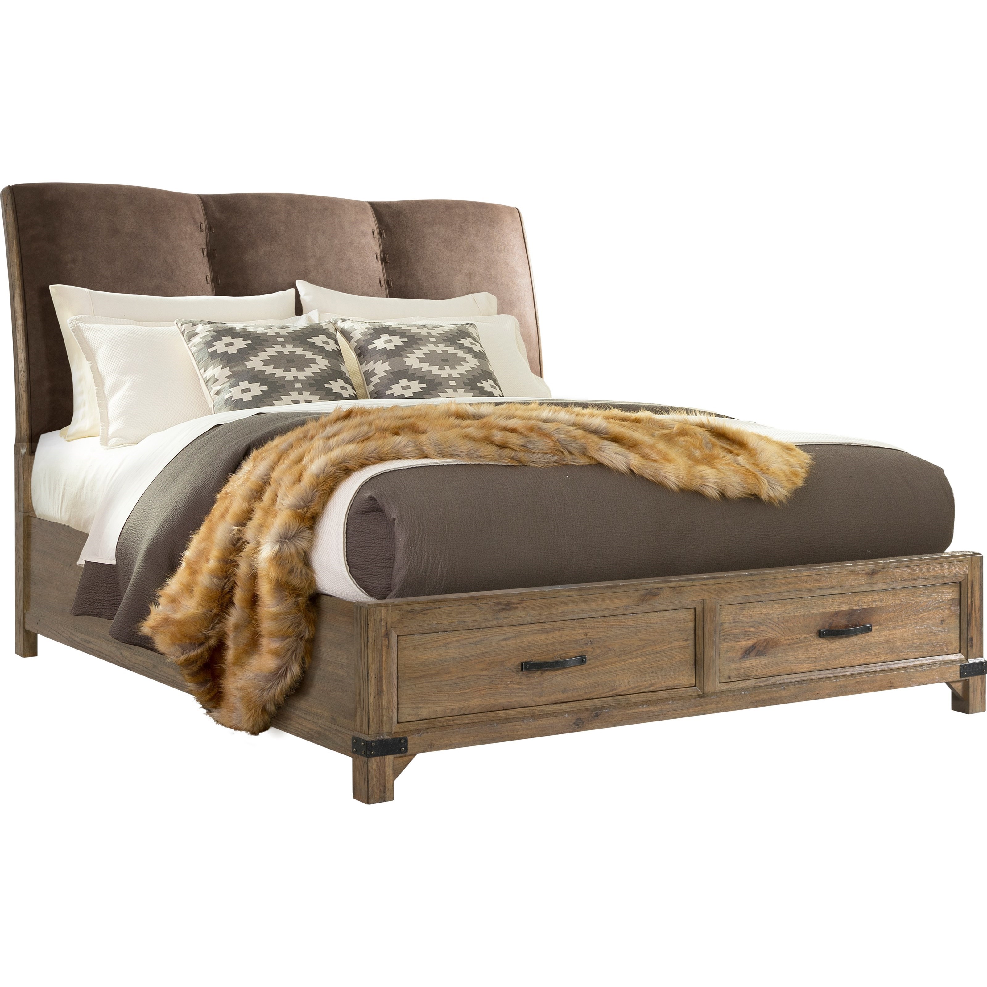 Broyhill Furniture Park City Queen Panel Storage Bed with Upholstered